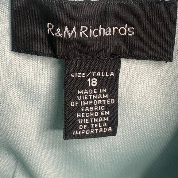 R&M Richards Cocktail Caplet Dress Seafoam Rhinestone Ruffle Mother Party Size18 - Picture 10 of 11